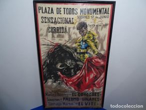 Tauromaquia: Cartel En tela de corrida Toros en la monumental.el cordobés, palomo linares y el Viti.